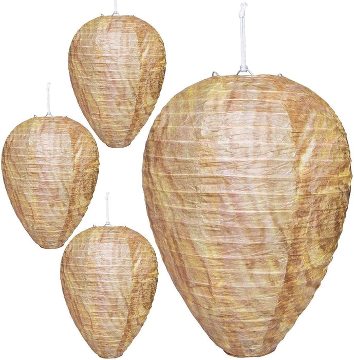 4 Pack Wasp Nest Decoy Hanging Fake Wasp Deterrent Decoy for Wasps Hornets Yellow Jackets Repellent Nest for Carpenter Bee Outdoor Fake Trap