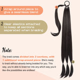 SEIKEA 2PCS Long Braid Ponytail Extension with Hair Tie Long Straight Wrap Around Hair Extensions Ponytail Natural Soft Synthetic Hair Piece Black Brown 26 Inch (After Braided 23 Inch)