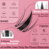 Fairy Lash Clusters Kit 8-18mm Manga Eyelash Clusters C Curl - WideSpan DIY Eyelash Extensions Kit Wet-Look Spiky Anime Lashes Individual Fake Eyelashes Clusters Kit Ultra-Thin Invisible Lash Band