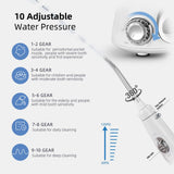 ROSPEC Water Flosser for Teeth, 10 Pressure Levels Water Teeth Cleaner with 10 Tips, Electric Oral Irrigator for Teeth, Gums, Braces, Dental Care (White)