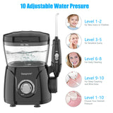 Sawgmore FC166 Water Flosser for Teeth/Braces, 600ml Large Capacity, 10 Adjustable Pressures,8 Home Nozzles Professional Oral Irrigator for Teeth Clean(Black)