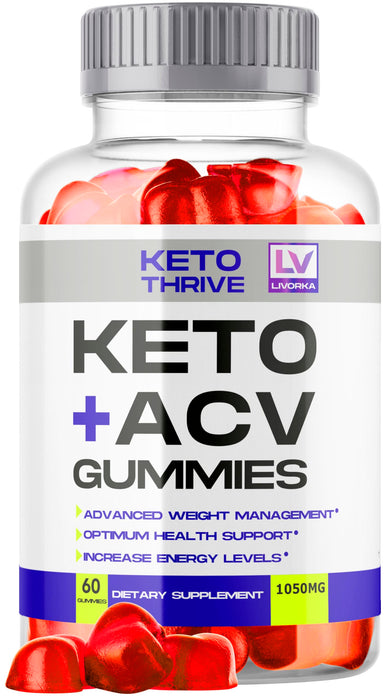 LIVORKA 1 Pack - Keto Thrive ACV Gummies, Thrive Keto, Keto Thrive Gummies, Thrive Keto Gummies Apple Cider Vinegar Gummies 1050MG, 60 Gummies Per Bottle for 30 Days