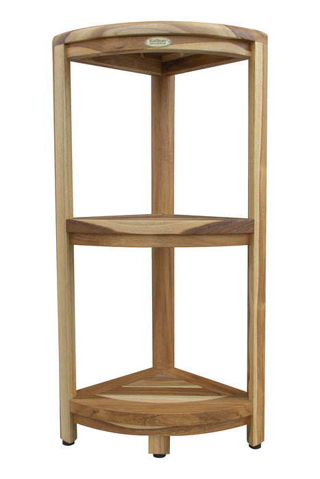 EcoDecors, Snazzy Corner, Teak Corner Shower Shelf, Shower Stand Corner, Corner Shelf for Shower, Teak Shower Stool, Teak Shower Caddy, Teak Shower Shelves, 2 Tier