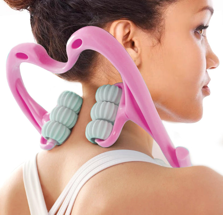 ZAYUU Neck Massager for Pain Relief Deep Tissue: 6-Ball Handheld Massager for Neck, Back, and Shoulder - Achieve Elevated Well-Being with Customized Relief for Shoulders, Legs - Pink