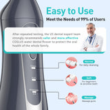 COSLUS Water Dental Flosser Teeth Pick: Portable Cordless Oral Irrigator 300ML Rechargeable Travel Irrigation Cleaner IPX7 Waterproof Electric Flossing Machine for Teeth Cleaning F5020E Grey