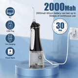 Water Dental flosser for Teeth Cleaning - Rechargeable Cordless Oral Irrigator 4 Modes 6 Tips IPX 7 Waterproof Portable Teeth Cleaner Pick for Home Trave