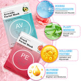 VESPRO 100 Pack Collagen Essence Sheet Facial Masks, Face Masks Skincare, Hydrating Face Masks, For All Skin Types, Moisturizing and Soothing, Natural Skin Care Spa Face Mask