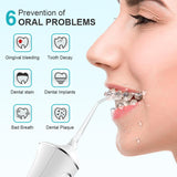 Water Flosser,Water Flosser Cordless,Uthvouxy Portable Dental Flossers with 4 Modes 5 Tips,Dental Care,Waterproof Oral Irrigator Rechargeable Powerful Teeth Oral Cleaner for Home & Travel-White