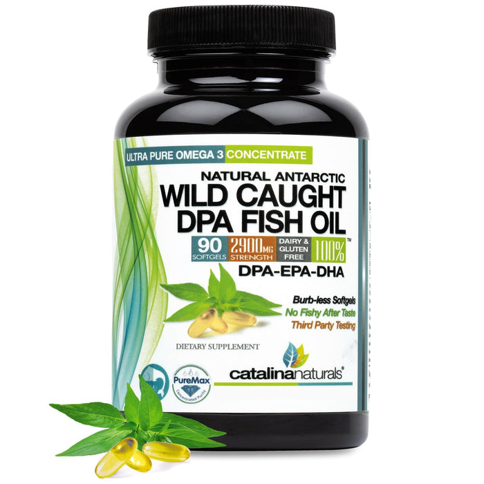 Wild Caught Omega-3 DPA Fish Oil - 2900 mg with DPA, EPA & DHA - 90 SoftGels – Triple Strength Burp-Free