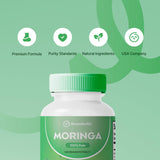 Rosabella Moringa Powder Capsules - 800mg of Pure Nutrient-Rich Moringa Powder - A Natural Green Antioxidant Superfood - Supports Energy, Skin Health, Gut Health+ - w/Essential Vitamins & Amino Acids