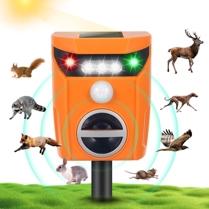 2024 Upgraded Ultrasonic Animal Repellent,Cat Repellent Outdoor Solar Animal Repeller with Motion Sensor Flashing Light Bird Repellent Deer Repellent Raccoon Repellent Skunk Repellent Coyote Deterrent