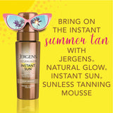 Jergens Natural Glow In-shower Lotion, for Fair to Medium Skin Tone, Wet Skin, Sunless Tanner Locks & Natural Glow Instant Sun Body Mousse, Self Tanner for Light Bronze Tan