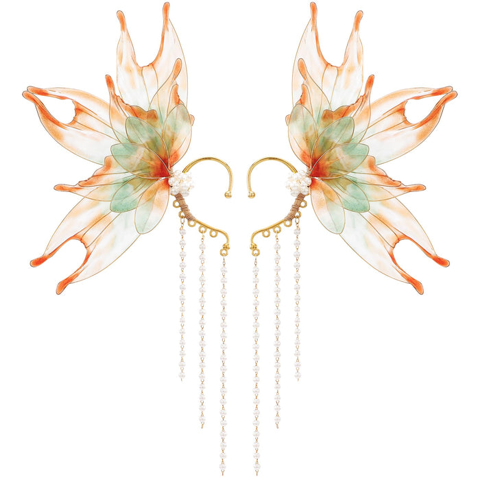 FRESHME Elf Ear Cuffs Mermaid - Fairy Mermaid Ears Auricular Fins Earring with Tassel Elven Wrap Clip-on Earring Dress Up As a Mermaid Renaissance Halloween Christmas Cosplay Party Accessories