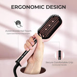 TYMO Ionic Hair Straightener Brush with 16 Temps, 30s Heat-up, Dual Voltage - For Thick, Thin, Curly Hair