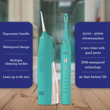 GuruNanda Lion & Lamb Kit (Teal) - Portable Water Flosser (300ml) with 4 Jet Tips & 5000 mAH Rechargeable Sonic Toothbrush with 4 Brush Heads & More