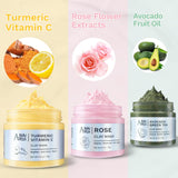 ANAI RUI Turmeric Vitamin C Clay Mask -Rose Facial Mask –Avocado Green Tea Mud Mask,Facial Mask Skincare for Deep Cleansing,Purify Pores SPA Mask Set,Facial Mask Set Gifts for Mom 2.5 oz each