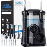 All-in-One Water Flosser&Ultrasonic Toothbrush Combo - Extra Capacity Electric Water Toothbrush w/ 7 Jet Tips&4 Brush Heads for Whitening-Ultimate Power Electric Flosser for Dental Care