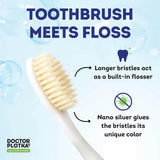 MOUTHWATCHERS Dr Plotkas Extra Soft Bristle Flossing Toothbrush Manual Soft Toothbrush for Adults | Ultra Clean Nano Toothbrush | Good for Sensitive Teeth and Gums | Blue, 4 Count