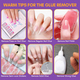 Makartt Nail Glue Remover Kit, for Press on Nails, 10ML Glue Off, 100/180 Grit Nail File Buffer, 5ML Cuticle Oil, All in One Press On Nails Remover and Nail Care Kit