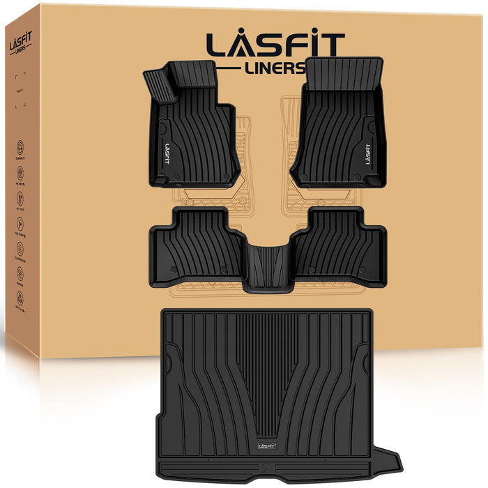LASFIT Floor Mats & Cargo Mat for Mercedes Benz GLC 2016-2022 GLC300 /GLC350e (Not Fit Coupe), All Weather TPE Floor Liners Fit for GLC 300/ 350e/ 43 AMG/ 63 AMG Car Mats, 1st & 2nd Row & Trunk Mat