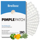 Breiboz Pimple Patches for Face, Hydrocolloid Ace Patches, Zit Patches for Day and Night Invisible with Tea Tree, Salicylic Acid & Cica Oil-280 Patches,5 Size,2 Thickness