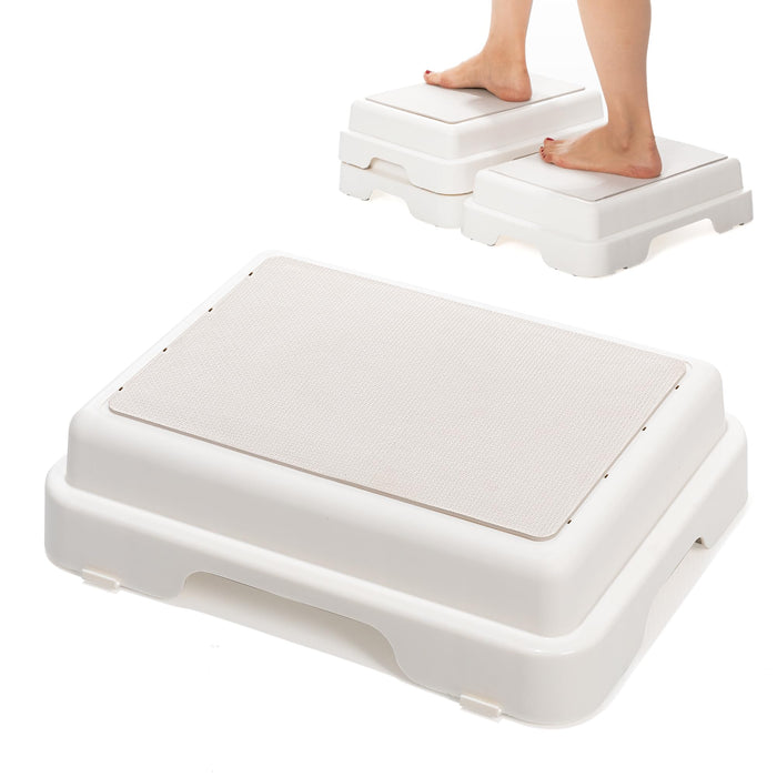 HHuanwfer Shower Bath Step Stackable Bathtub Non Slip Safety Step Stool, Indoor/Outdoor Handicap Wideing Hands Free Platform Medical Portable Stack-Able, for High Beds, Kitchens,Bathroom.