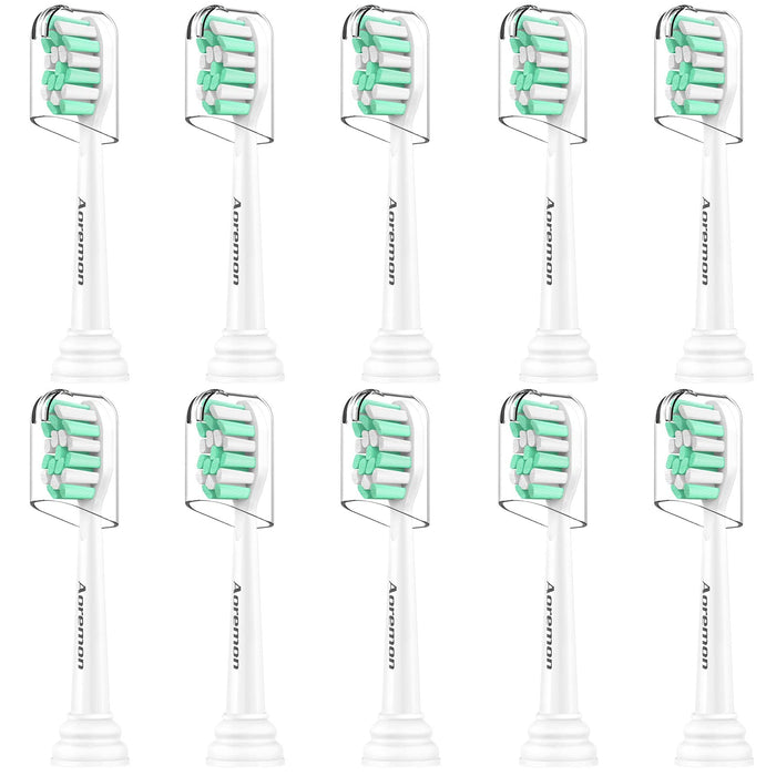 Aoremon Replacement Heads for Philips Sonicare Electric Toothbrush Compatible with Sonicare 2 Series C2 C1 Brush head and for all Sonicare Click-on Toothbrush Modles, 10 Pack