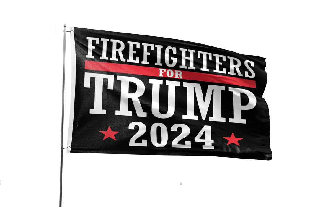 Firefighters For Trump Flag 4x6FT Trump 2024 Flag President Election Supporter Fans Patriotic MAGA Banner With 2 Brass Grommets Outdoor Indoor (Firefighters, 4x6ft)