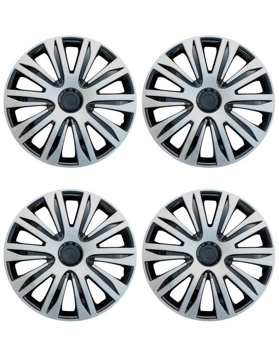 ABX Hubcaps,15 inch hubcaps Set of 4, Wheel Rim Cover ABS Material, Snap On Car Truck SUV Replacement, for Toyota Camry Nissan Mazda etc, Black&Silver