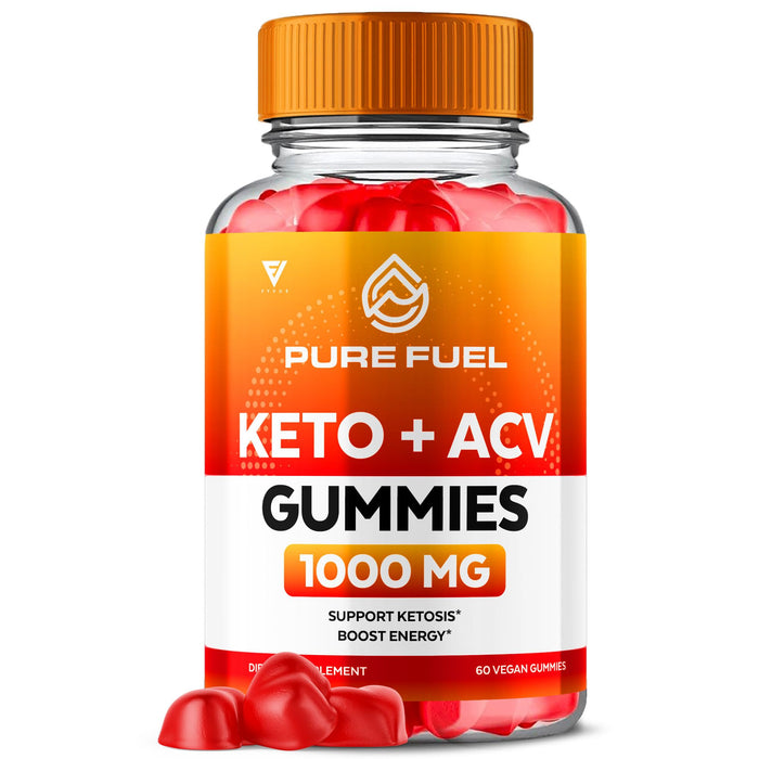 Pure Fuel Keto ACV Gummies, Pure Fuel Keto + ACV 525MG Per Gummy, Purefuel Keto+ACV Apple Cider Vinegar Vitamin Supplement Vegan Formula Maximum Strength, Keto Pure Fuel Beet Root Folate (60 Gummies)