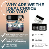 Himalayan Organic Shilajit Resin - 500mg Pure Shilajit Supplement with Over 85 Humic Acid, Enhances Metabolism & Immune System - 100 Servings, 50g.