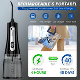 ZDMATHE 350ML Water Dental Flosser Cordless for Teeth, LCD Display Portable Water Flosser Cleaner Picks with 5 Modes 6 Jet Tips, IPX7 Waterproof Electric Flosser Oral Irrigator for Home Travel Office