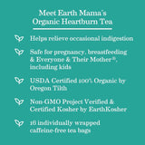 Earth Mama Organic Heartburn Tea | Pregnancy-Safe Soothing Herbal Blend with Marshmallow Root, Lemon Balm & Chamomile, 16 Teabags Per Box (6-Pack)