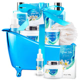 Luxury Bath Gift Set, Birthday Large Basket Relaxing at Home Spa Kit for Women Scented Ocean & Vanilla, Includes Bath Bombs, Salts, Shower Gel, Body Butter Lotion & More spa gift baskets