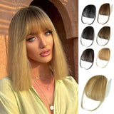 NAYOO Clip in Bangs - 100% Human Hair Wispy Bangs Clip in Hair Extensions, Ash Blonde Air Bangs Fringe with Temples Hairpieces for Women Curved Bangs for Daily Wear