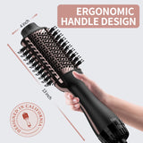 Upgraded 4 in 1 Hair Dryer and Styler Volumizer with Negative Ion Anti-frizz Ceramic Titanium Barrel Hot Air Brush Hair Straightener 75MM Oval Shape