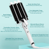 Three Barrel Curling Hair Crimper: Aleath Dual Voltage Crimper Hair Tool - 1 inch 3 Barrels Curler Iron Wand