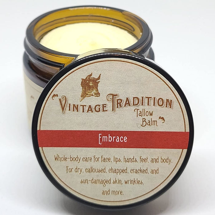 Beef Tallow All Purpose Balm – Healing, Hydrating Jasmine Oil Skin Care Salve Replaces Body Lotion, Hand Cream, More – Essential Oil, Olive Oil, and Grass-Fed Tallow by Vintage Tradition, 2 fl. oz.