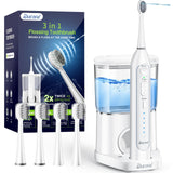 Ducard Electric Toothbrush with Water Flosser Combo in One Professional Flossing Toothbrush,4 Flossing Brush Heads with Covers,White