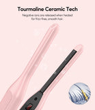 Terviiix 3/10" Small Flat Iron, Pencil Flat Iron for Short Hair, Pixie Cut and Bangs, Ceramic Mini Hair Straightener for Edges with LCD Display, Tiny Hair Straightener with Auto Shut Off, Light Pink