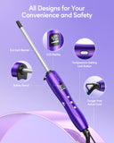 Wavytalk 3/8 Inch Small Curling Wand, Small Barrel Curling Iron for Short & Long Hair, Ceramic Small Wand Curling Iron with Adjustable Temperature, Include Heat Resistant Glove (Purple)