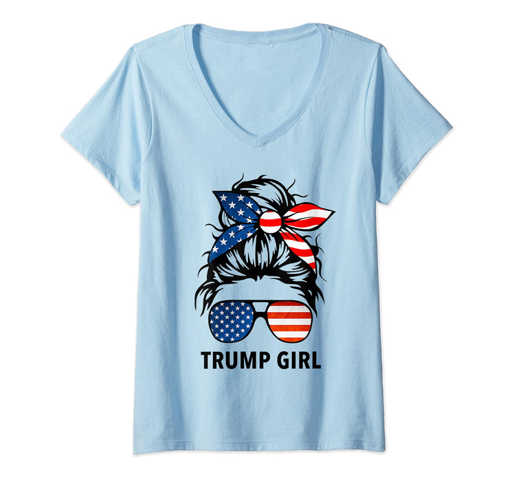 Womens Yes I'm A Trump Girl Get Over It - Trump 2024 Election Gifts V-Neck T-Shirt