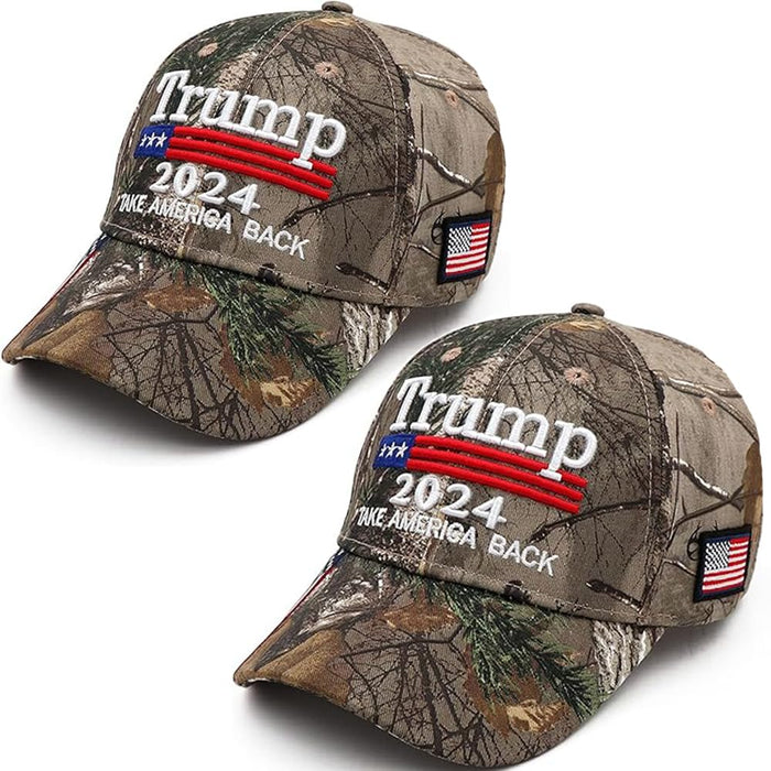 2 Pack Trump Hat 2024, MAGA Hat, Make America Great Again Hat, Trump Merchandise, 45 47 Hat, Donald Trump Hats for Men Women 2024, Campaign Hat Trump Cap (Camo)