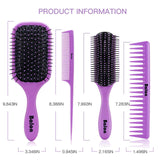 4Pcs Hair Brushes for Women, Hair Comb for Women and Detangling Paddle Brush, Great On Wet or Dry Hair, No More Tangle Hair Brush Set for Straight Long Thick Curly Natural Hair (Purple)