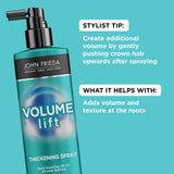 JOHN FRIEDA Volume Lift Thickening Spray for Fine or Flat Hair - Instant Root Booster with Air-Silk Technology - 6 Ounces