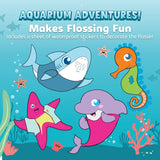 AquaSonic Kids' Water Flosser for Ages 6+ | Standard Nozzle, Orthodontic Nozzle & Waterproof Stickers | 4 Flossing Modes | Aquarium Adventures Theme (Blue)