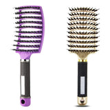 Hairstreaq Detangling Brush, Wet Dry Detangler Hair Brushes, Vented Detangling Brush, Fast Drying Styling Massage Hairbrush for Women & Kids’ Long, Thick, Thin, Curly & Tangled Hair (Gold+Purple)