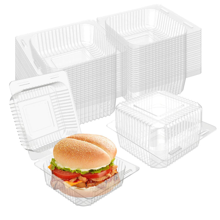 120 Pcs Clear Plastic Hinged Take Out Containers Disposable Clamshell Food Cake Containers with Lids 5.3 x 4.7 x 2.8 inch for Dessert, Cakes, Cookies, Salads, Pasta, Sandwiches