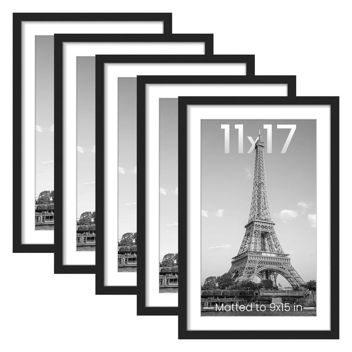 upsimples 11x17 Picture Frame, Gallery Wall Frames Set of 5, Black