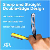 Equinox International, Professional Straight Edge Razor With 100 Single Derby Blades Stainless Steel Razor And Blades - Disposable Blades -Barber Straight Razor Kit - Gold & Black